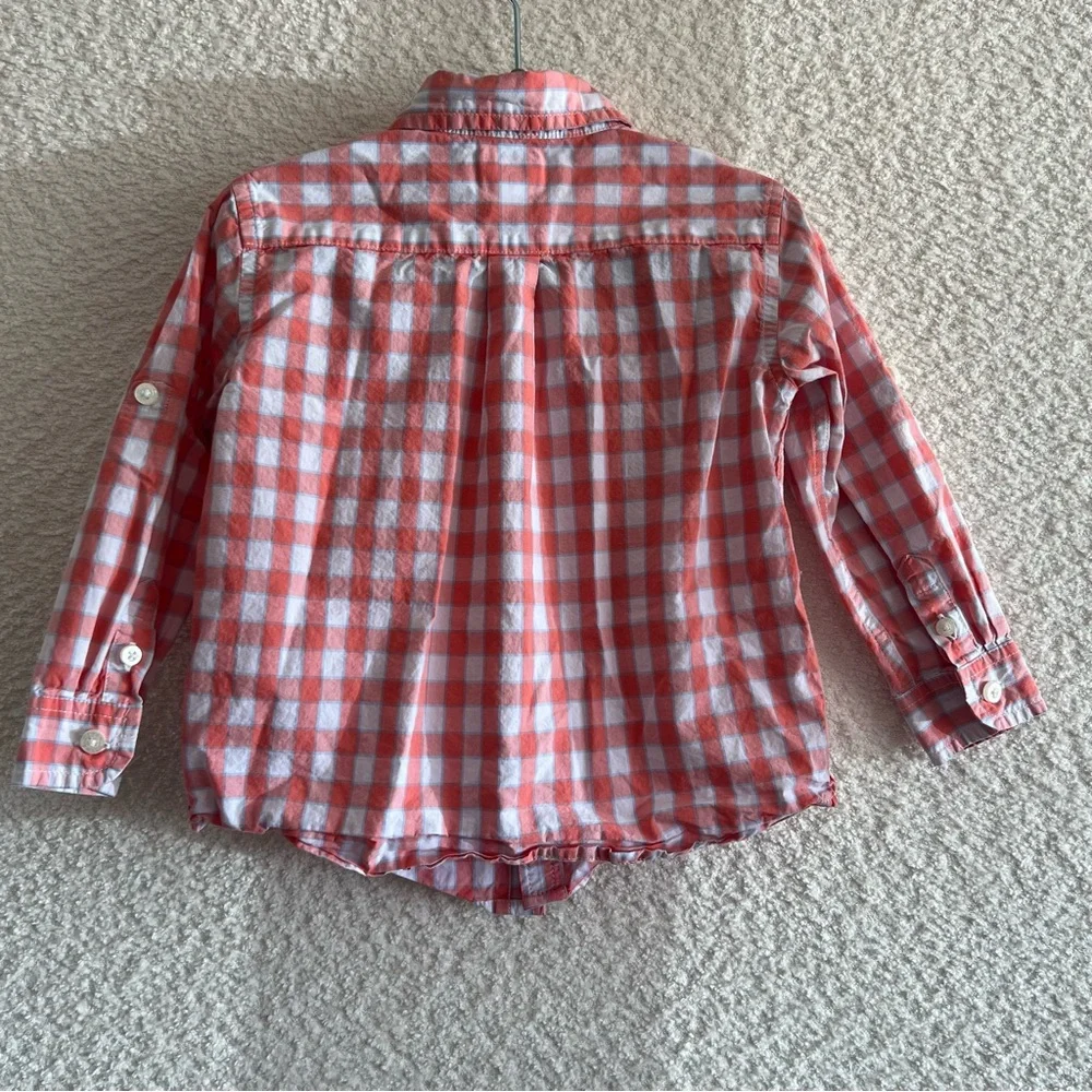 Janie And Jack Toddler Boys Button Down Plaid‎ Dress Shirt Size 18-24 Months